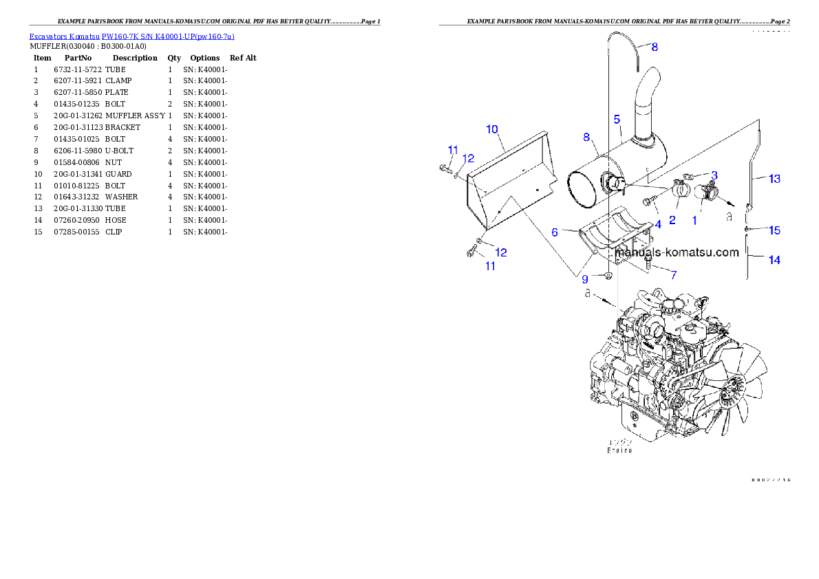 Protected: PW160-7K S/N K40001-UP Partsbook