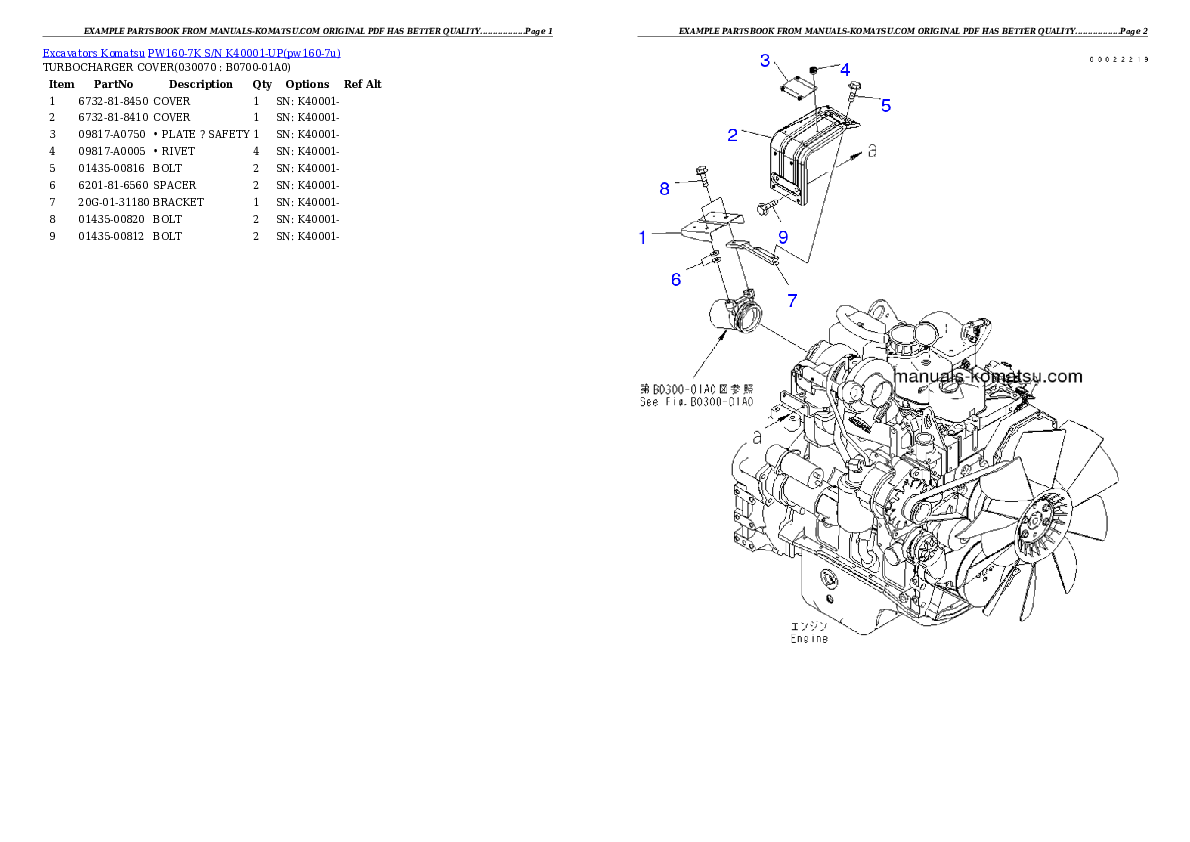 Protected: PW160-7K S/N K40001-UP Partsbook