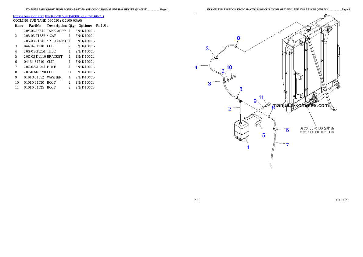 Protected: PW160-7K S/N K40001-UP Partsbook
