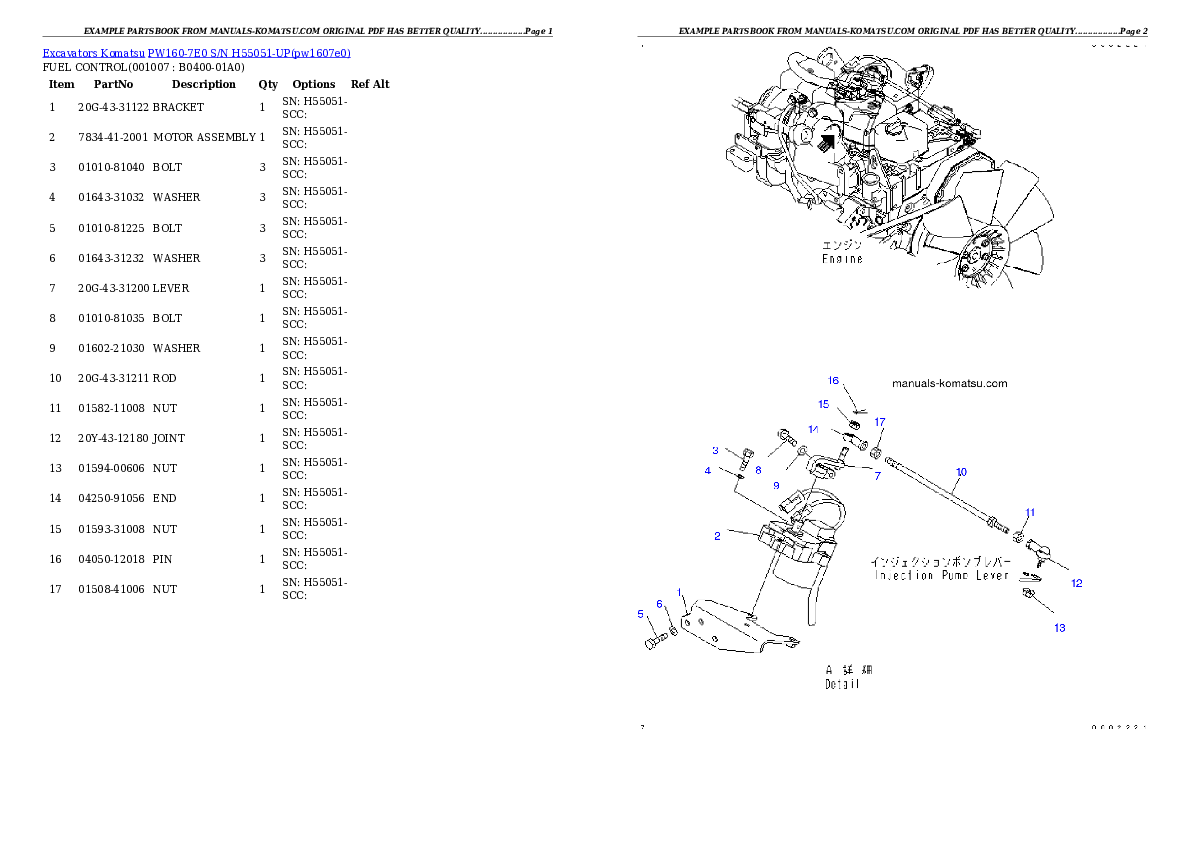 Protected: PW160-7E0 S/N H55051-UP Partsbook