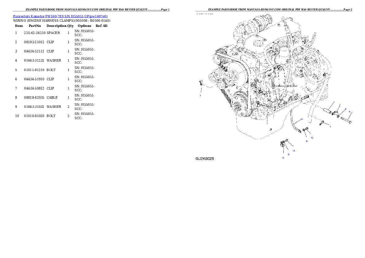 Protected: PW160-7E0 S/N H55051-UP Partsbook