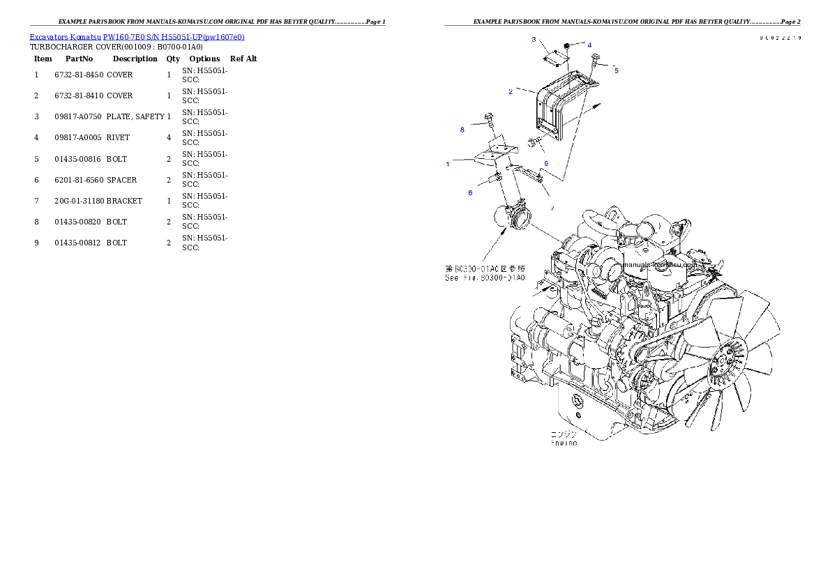 Protected: PW160-7E0 S/N H55051-UP Partsbook