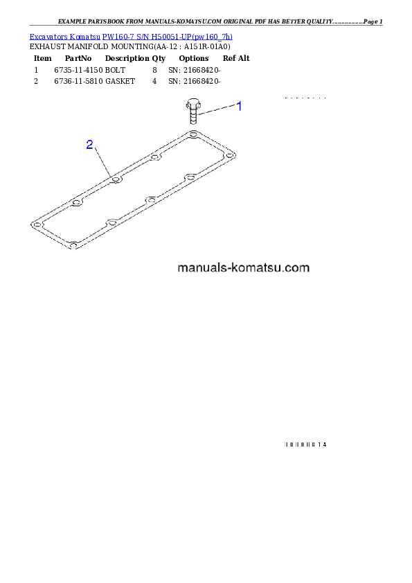 Protected: PW160-7 S/N H50051-UP Partsbook