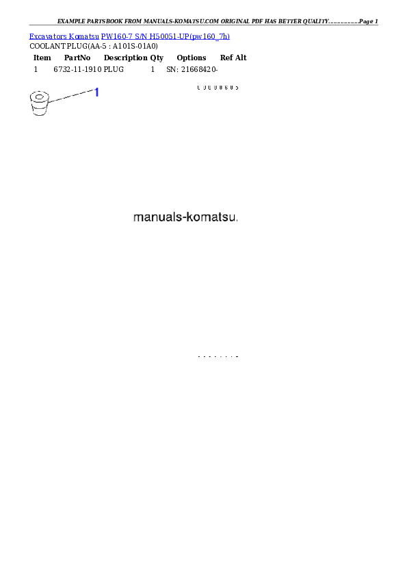 Protected: PW160-7 S/N H50051-UP Partsbook