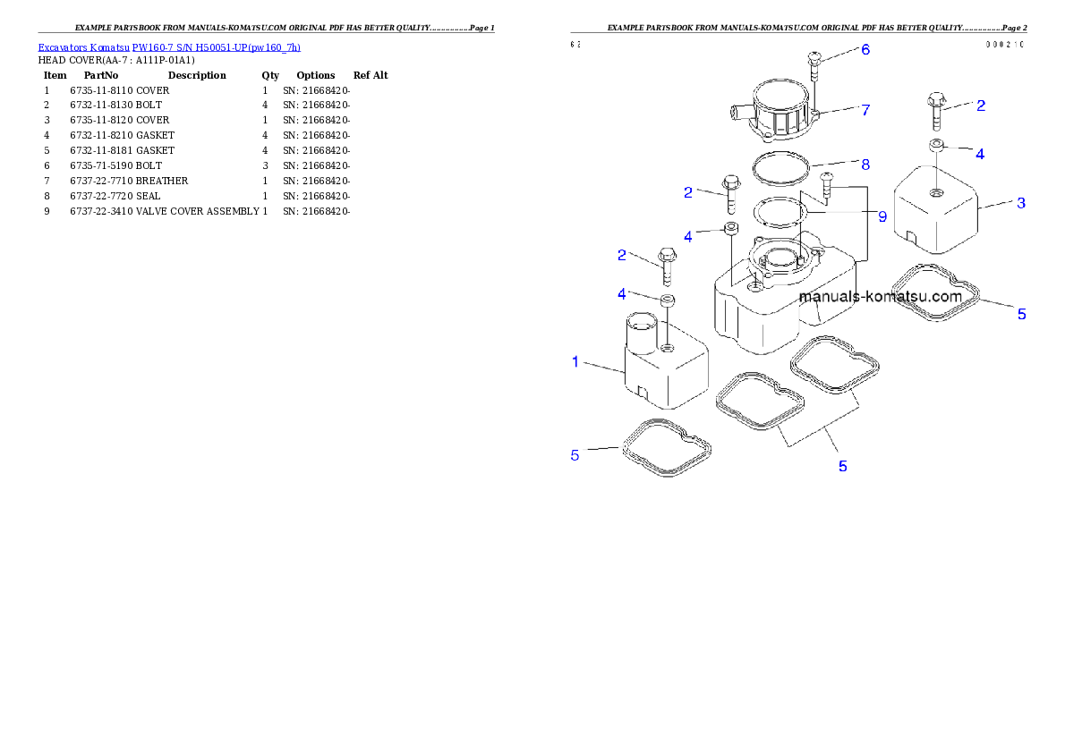 Protected: PW160-7 S/N H50051-UP Partsbook