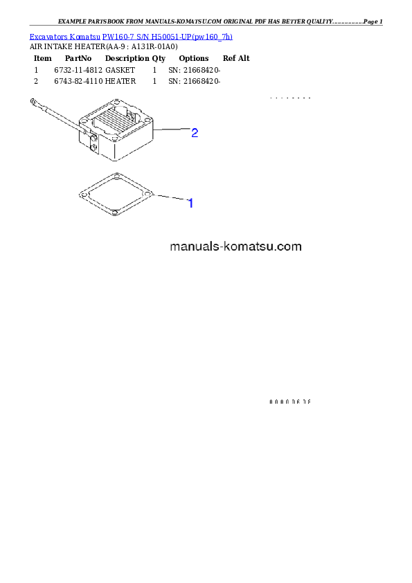 Protected: PW160-7 S/N H50051-UP Partsbook
