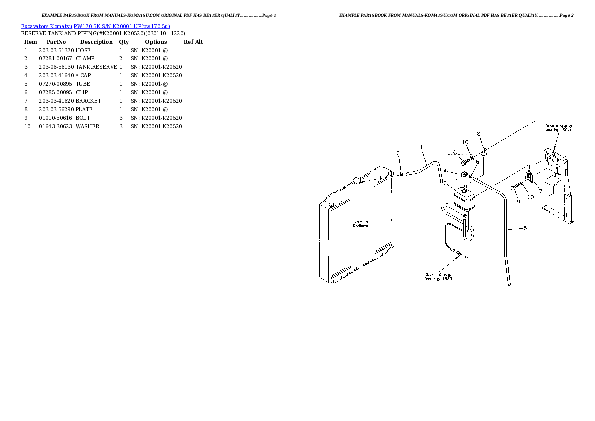 Protected: PW170-5K S/N K20001-UP Partsbook
