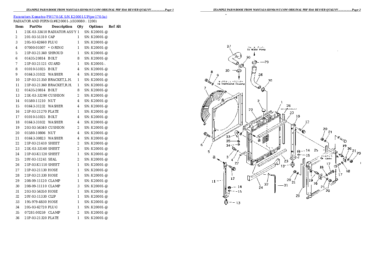 Protected: PW170-5K S/N K20001-UP Partsbook