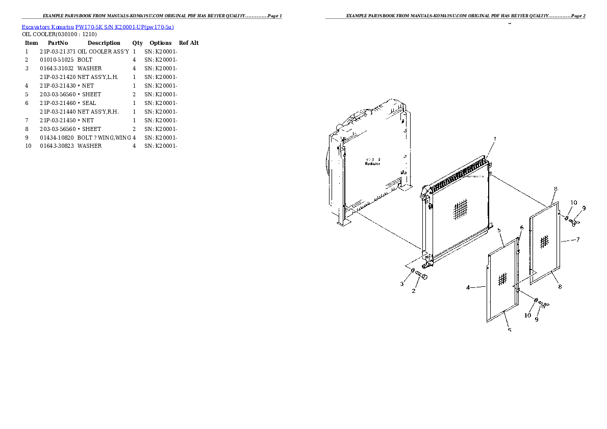 Protected: PW170-5K S/N K20001-UP Partsbook