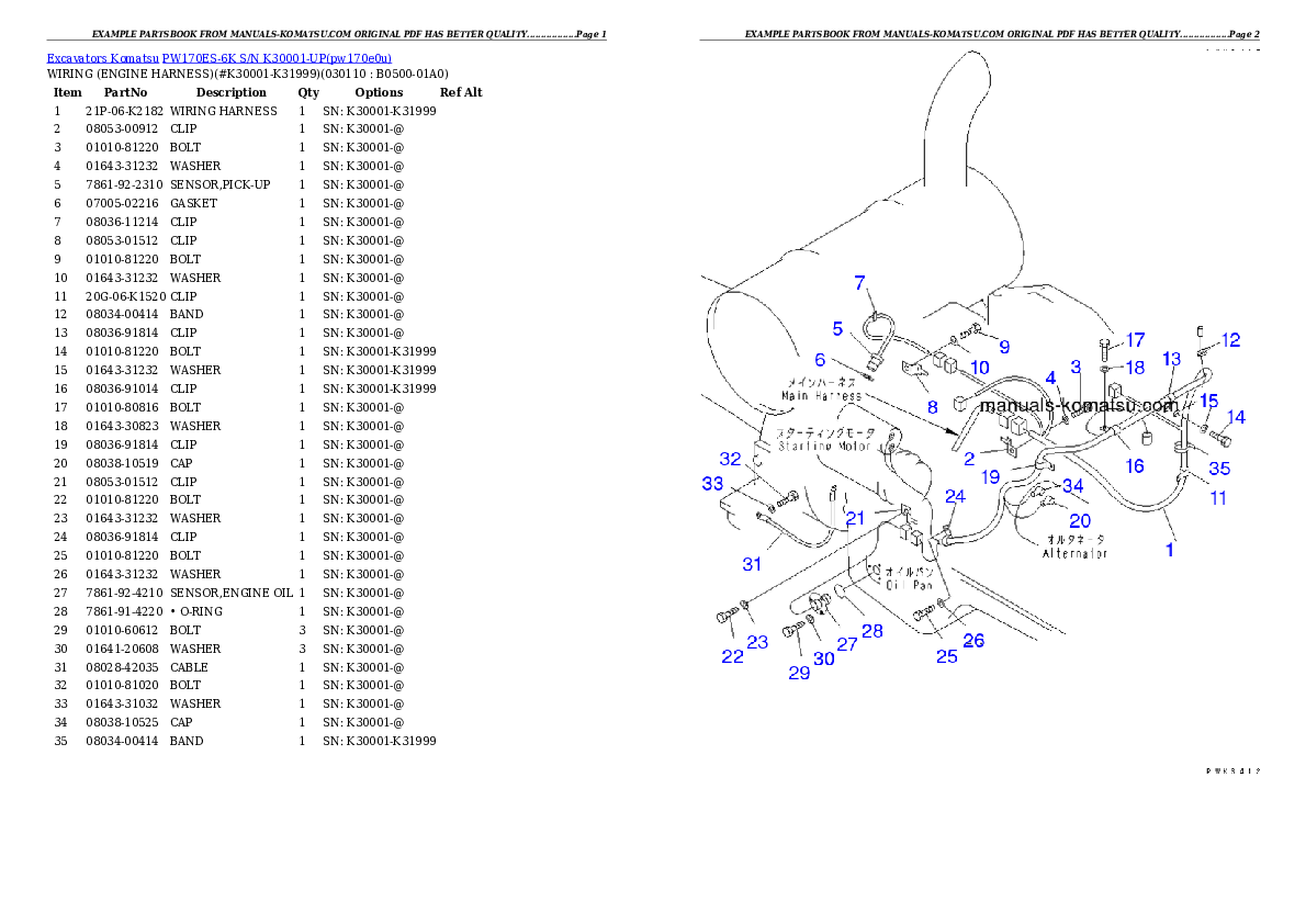 Protected: PW170ES-6K S/N K30001-UP Partsbook