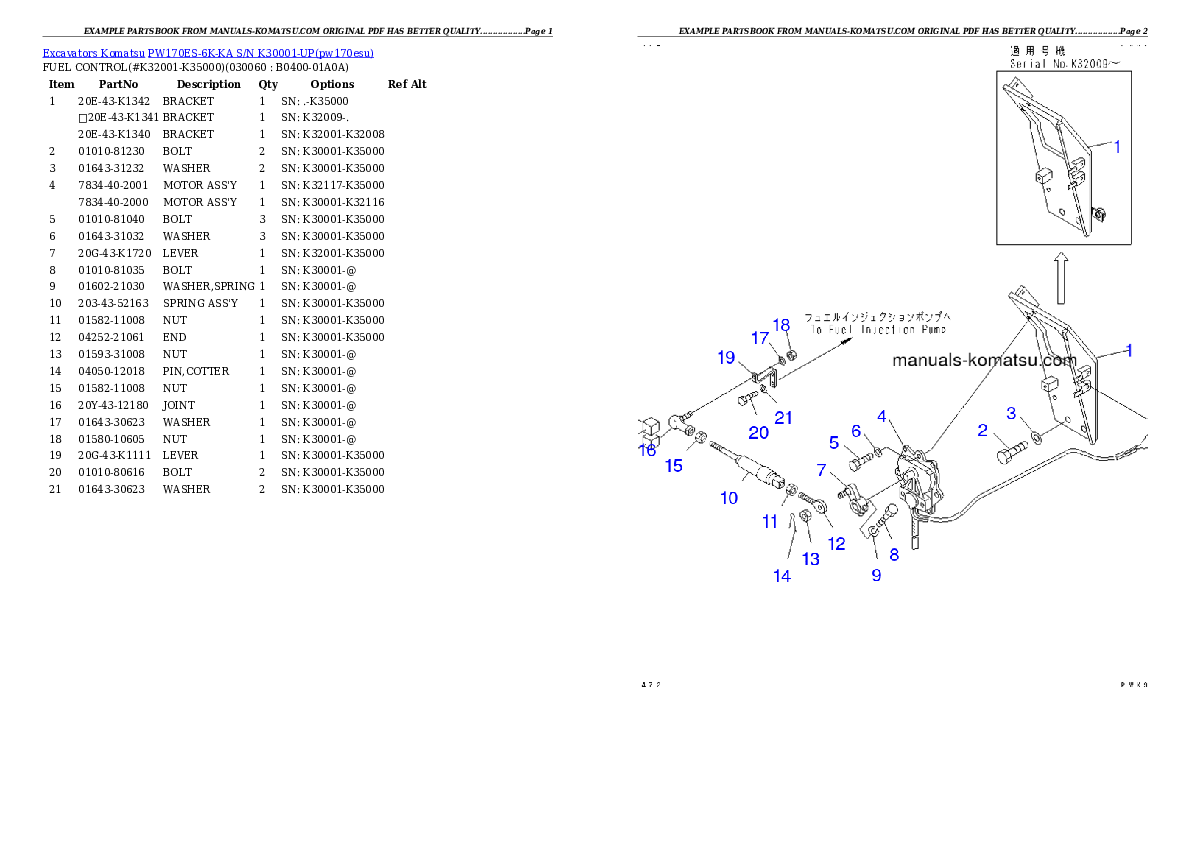 Protected: PW170ES-6K-KA S/N K30001-UP Partsbook
