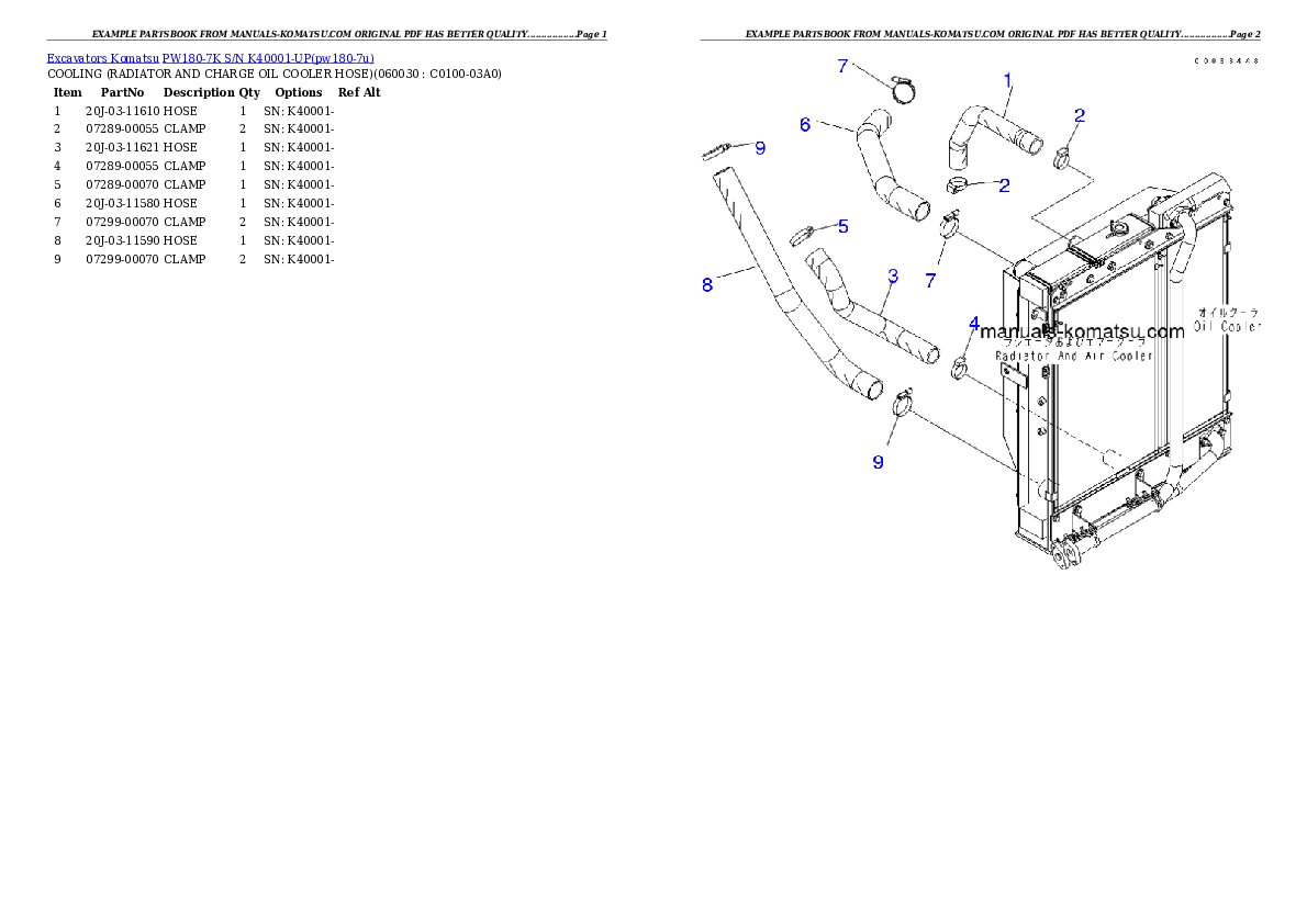 Protected: PW180-7K S/N K40001-UP Partsbook