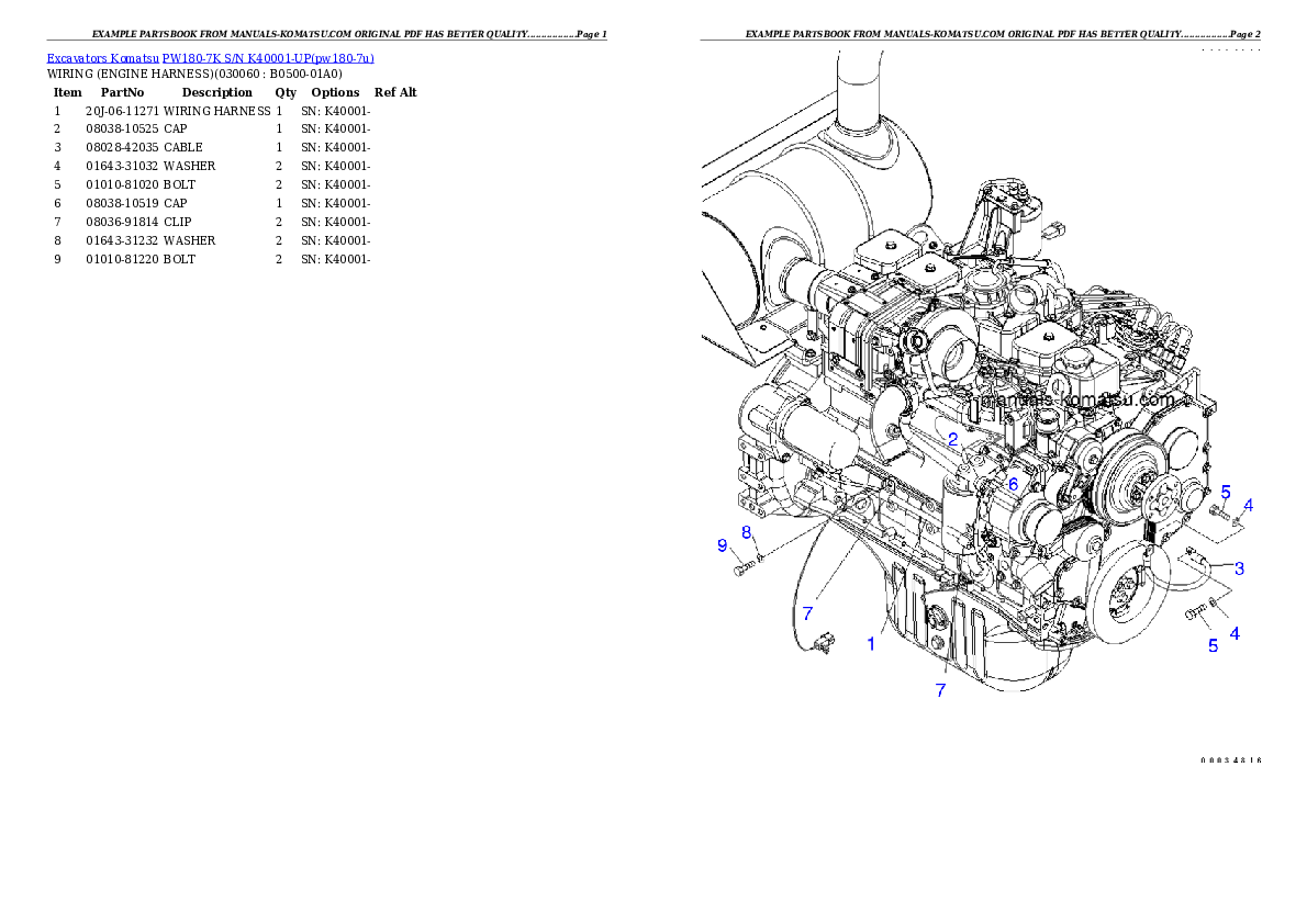 Protected: PW180-7K S/N K40001-UP Partsbook