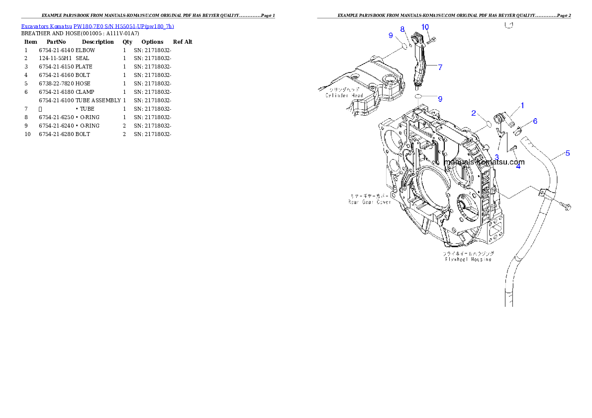 Protected: PW180-7E0 S/N H55051-UP Partsbook