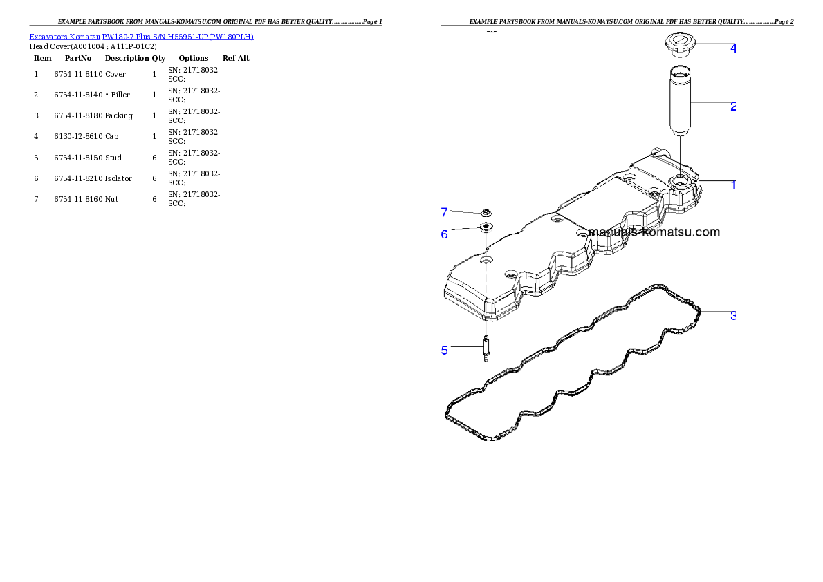 Protected: PW180-7 Plus S/N H55951-UP Partsbook