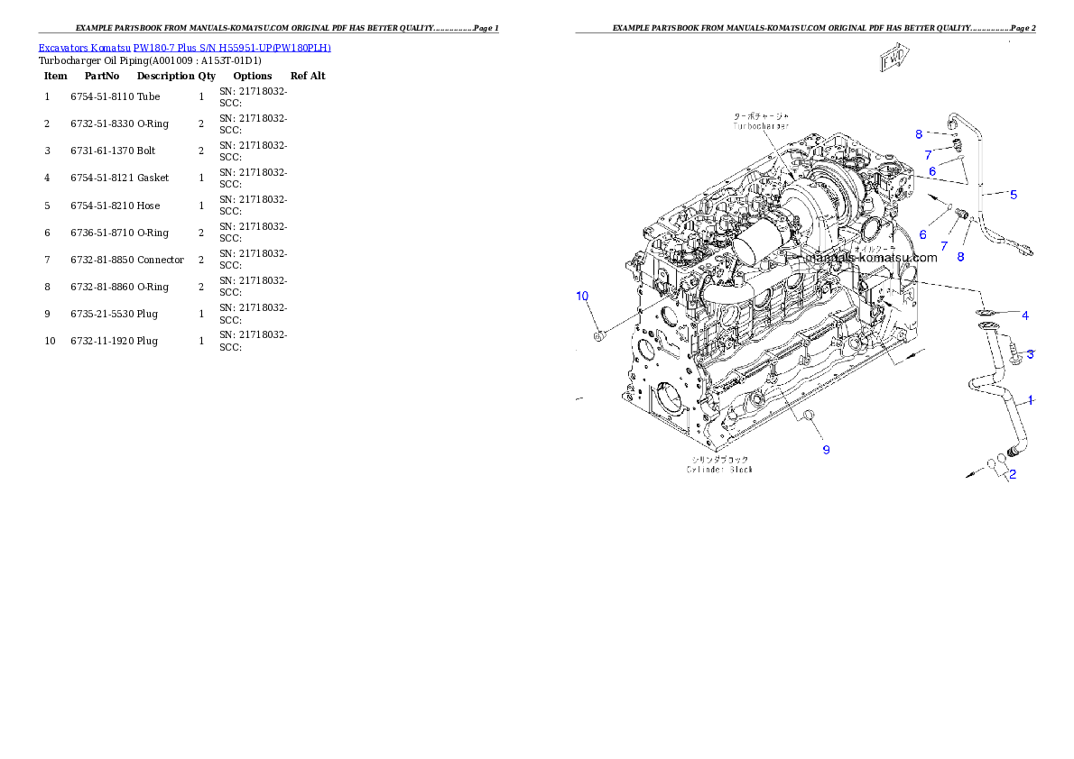 Protected: PW180-7 Plus S/N H55951-UP Partsbook