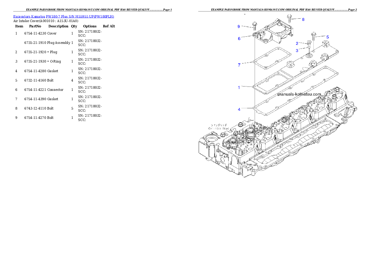 Protected: PW180-7 Plus S/N H55951-UP Partsbook