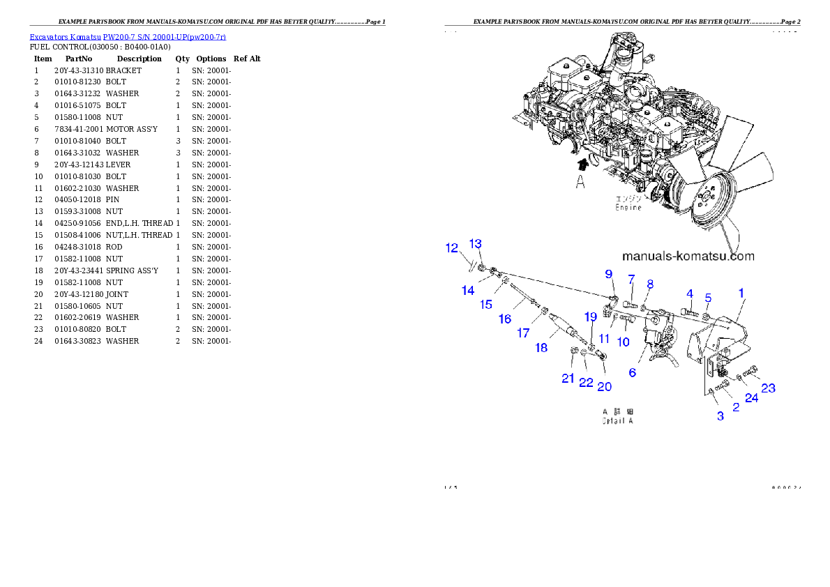 Protected: PW200-7 S/N 20001-UP Partsbook