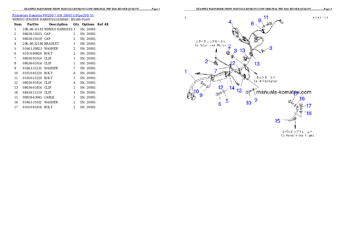 Protected: PW200-7 S/N 20001-UP Partsbook