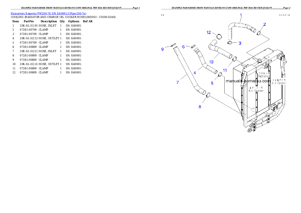 Protected: PW200-7K S/N K40001-UP Partsbook
