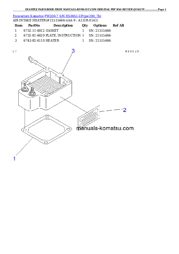 Protected: PW200-7 S/N H50051-UP Partsbook
