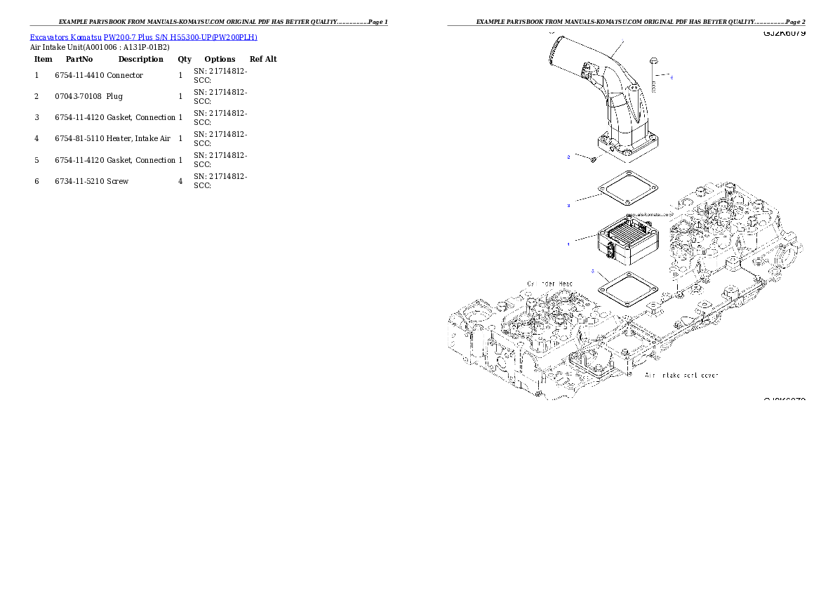 Protected: PW200-7 Plus S/N H55300-UP Partsbook