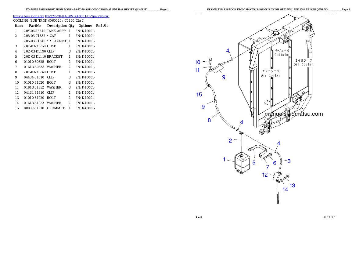 Protected: PW220-7K-KA S/N K40001-UP Partsbook