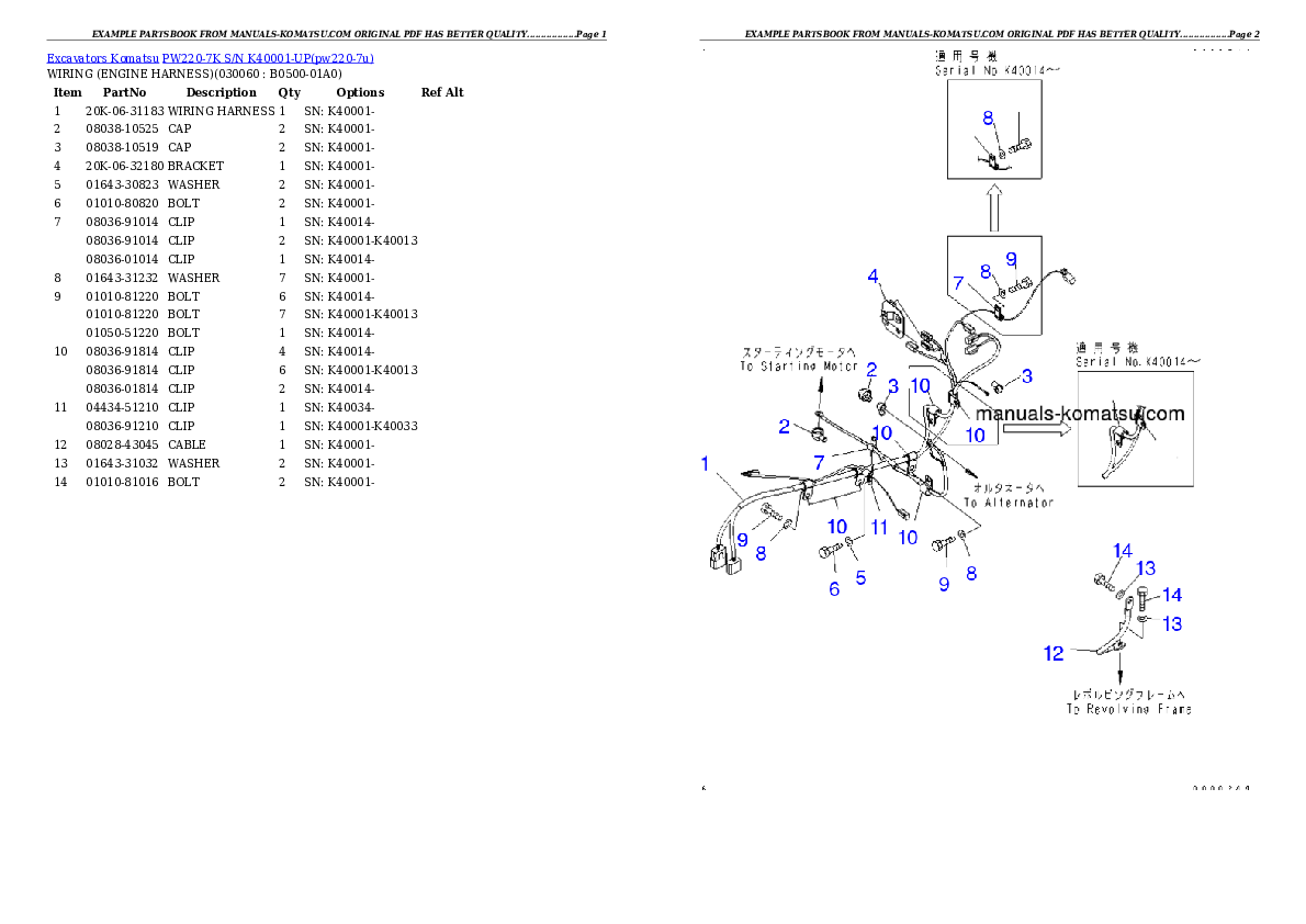 Protected: PW220-7K S/N K40001-UP Partsbook