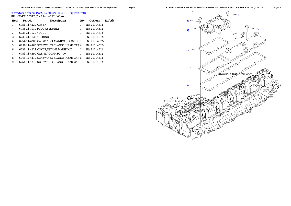 Protected: PW220-7E0 S/N H65051-UP Partsbook