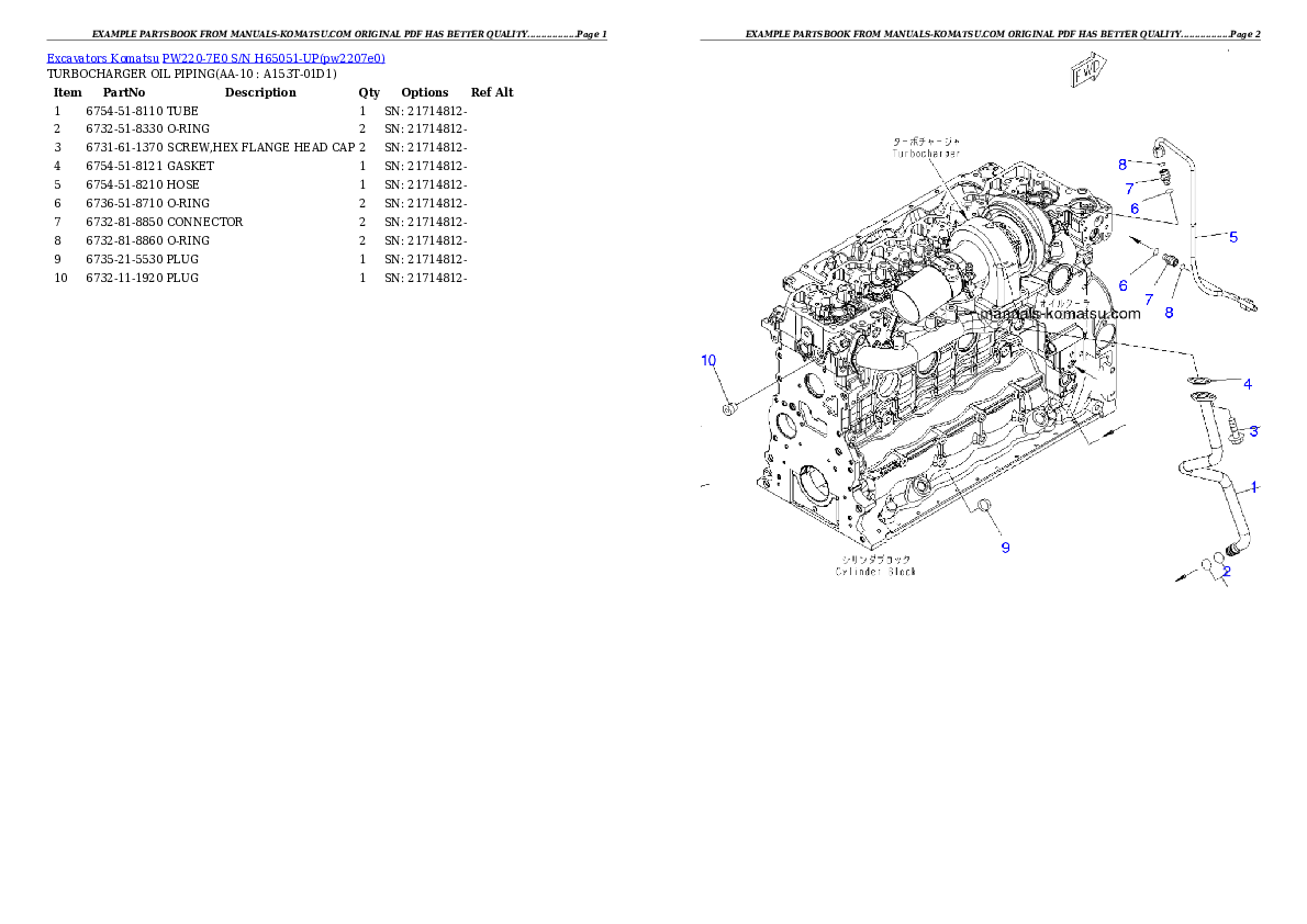 Protected: PW220-7E0 S/N H65051-UP Partsbook