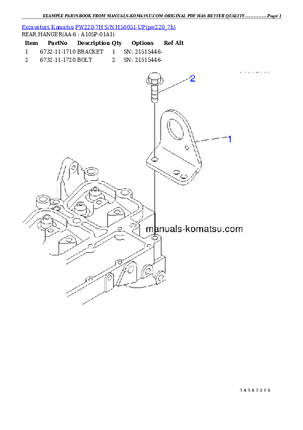 Protected: PW220-7H S/N H50051-UP Partsbook