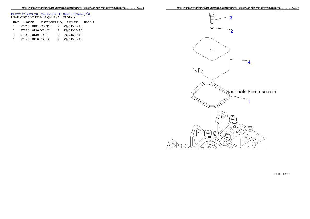 Protected: PW220-7H S/N H50051-UP Partsbook