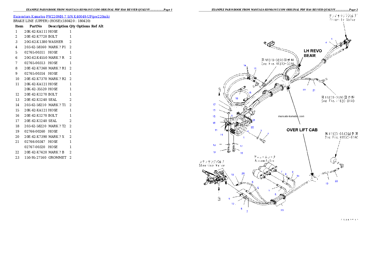PW220MH-7 S/N K40049-UP Partsbook
