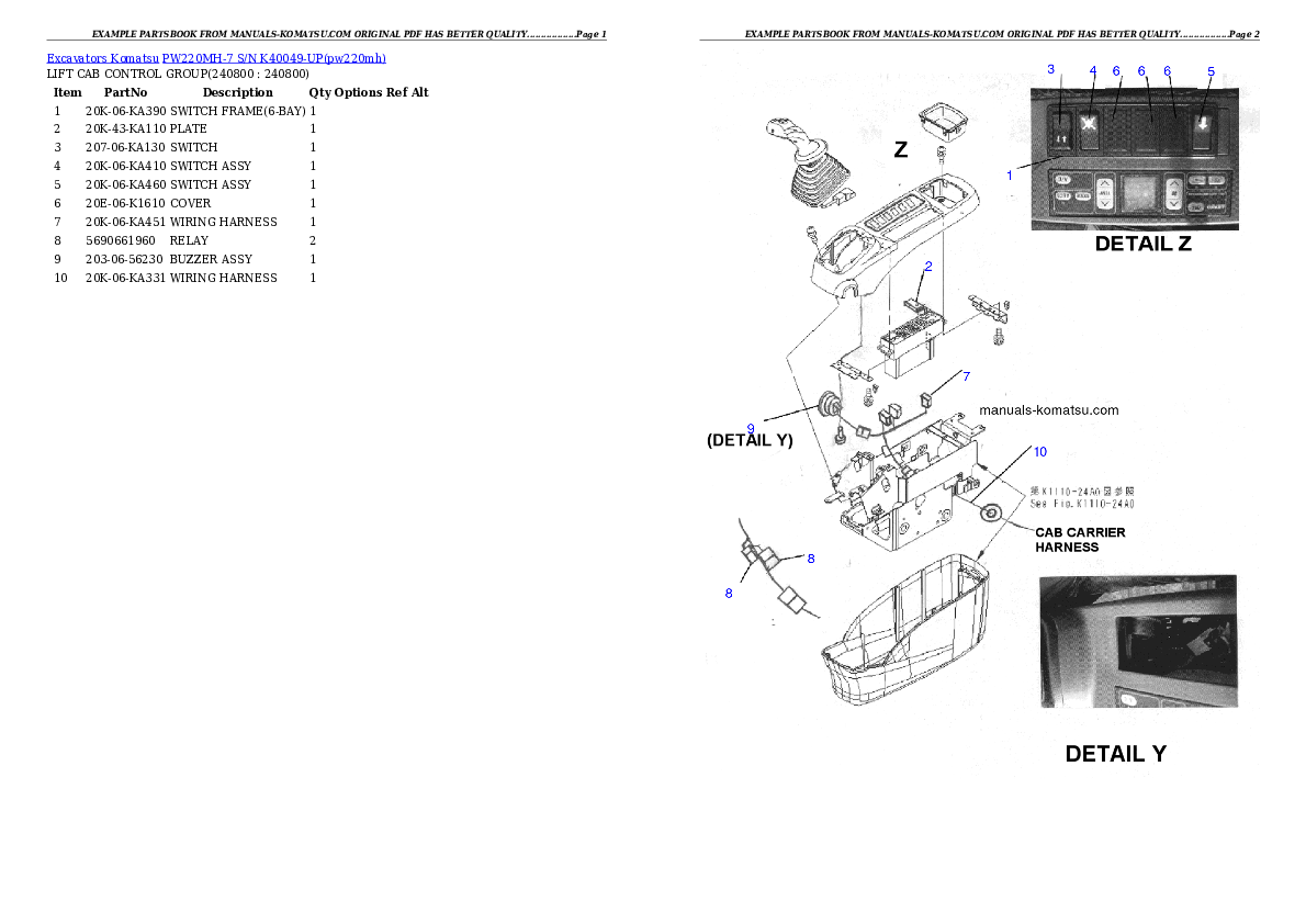 Protected: PW220MH-7 S/N K40049-UP Partsbook