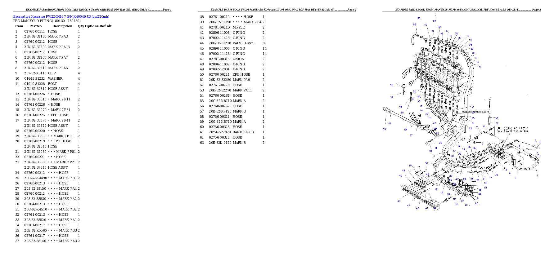 PW220MH-7 S/N K40049-UP Partsbook