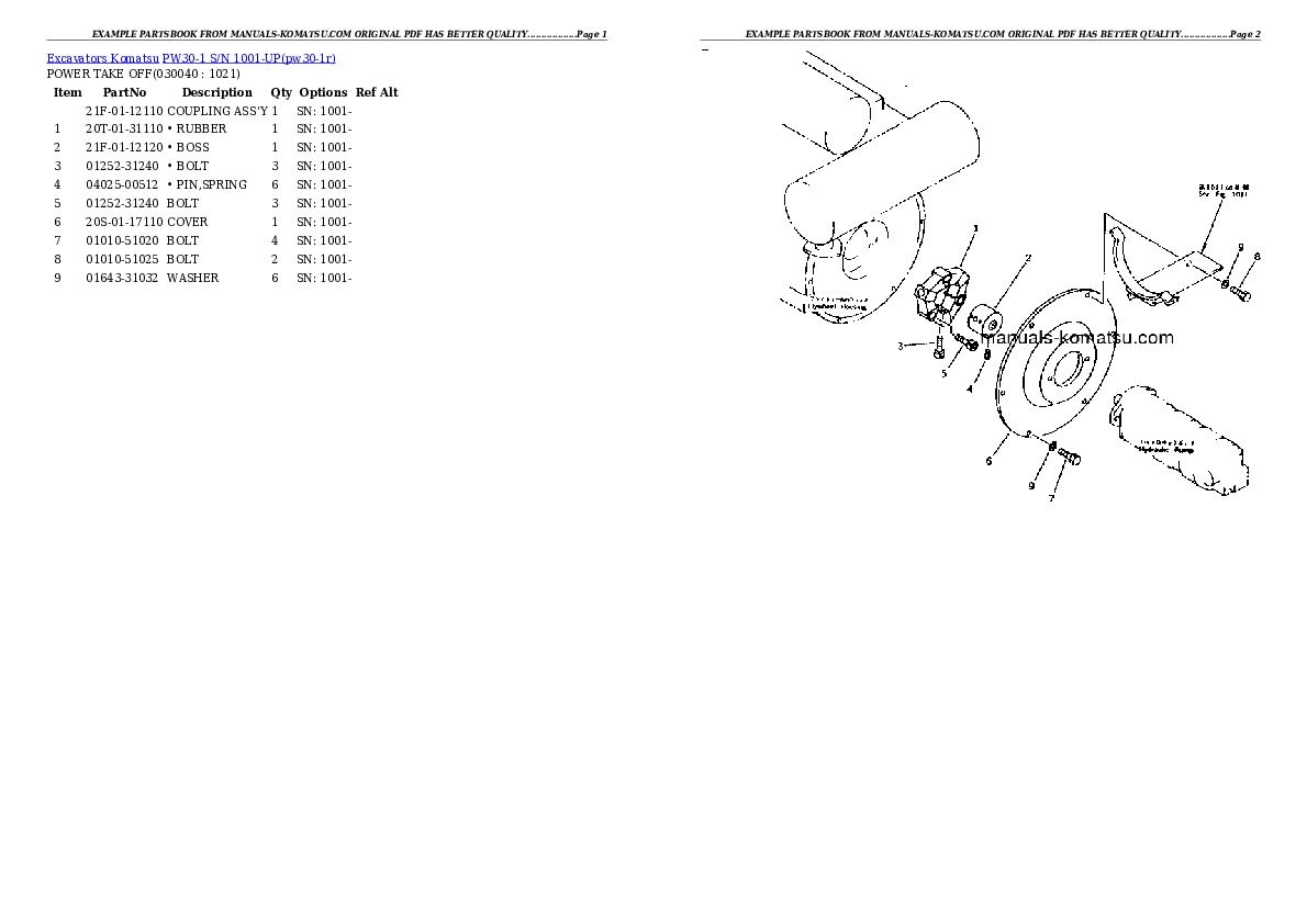 Protected: PW30-1 S/N 1001-UP Partsbook