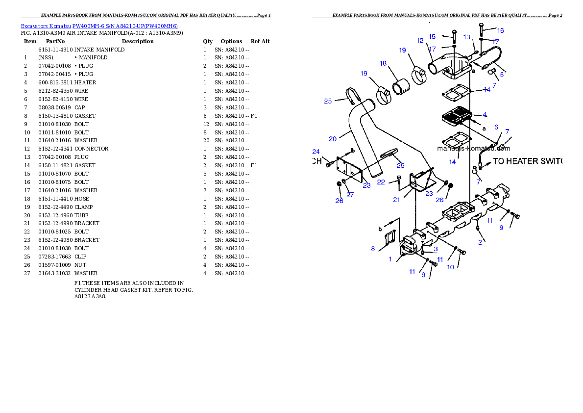 Protected: PW400MH-6 S/N A84210-UP Partsbook