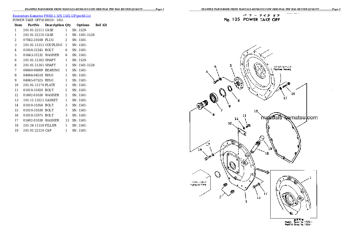 PW60-1 S/N 1501-UP Partsbook