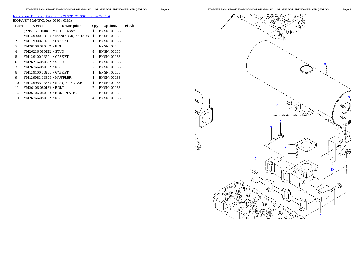 PW75R-2 S/N 22E0210001-Up Partsbook