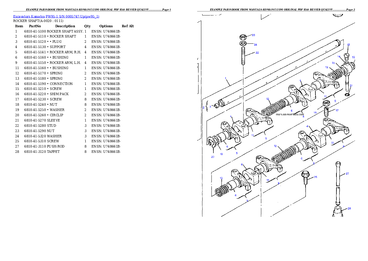 PW95-1  S/N 0005747-Up Partsbook