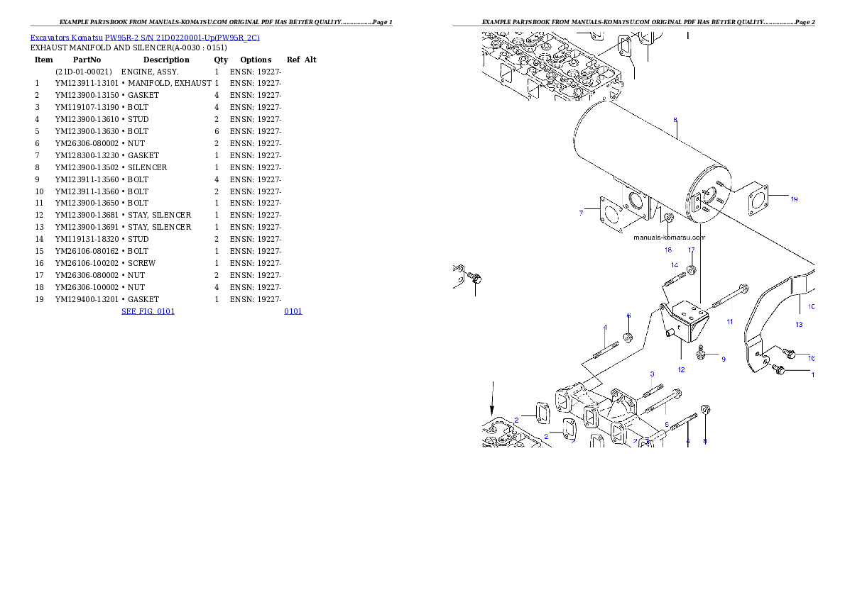 PW95R-2 S/N 21D0220001-Up Partsbook