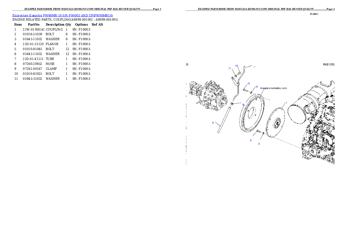 Protected: PW98MR-10 S/N F00003 AND UP Partsbook