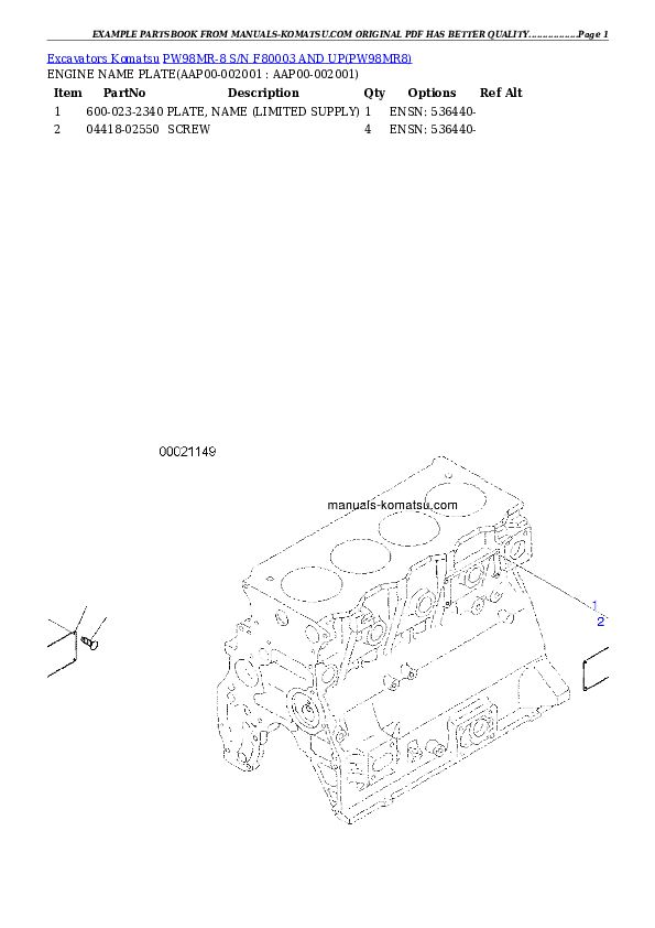 Protected: PW98MR-8 S/N F80003 AND UP Partsbook
