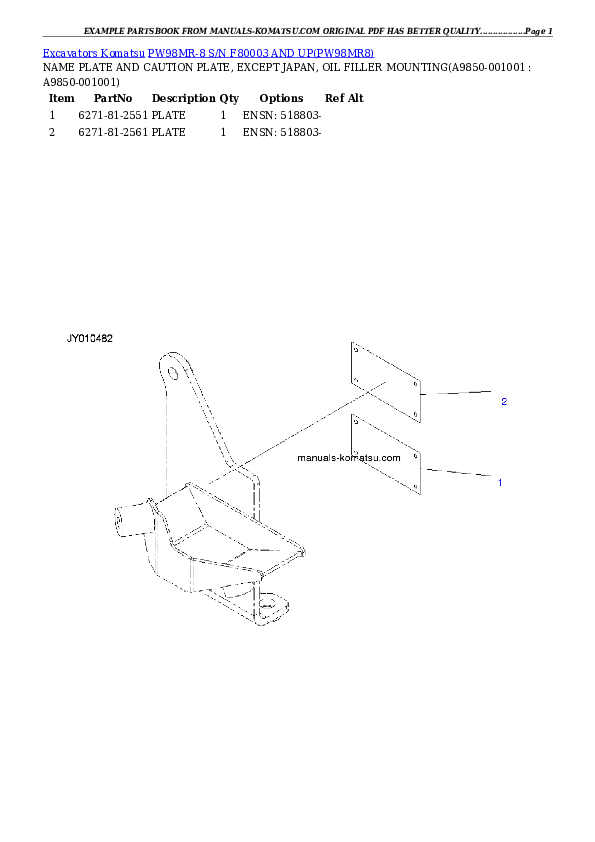 Protected: PW98MR-8 S/N F80003 AND UP Partsbook