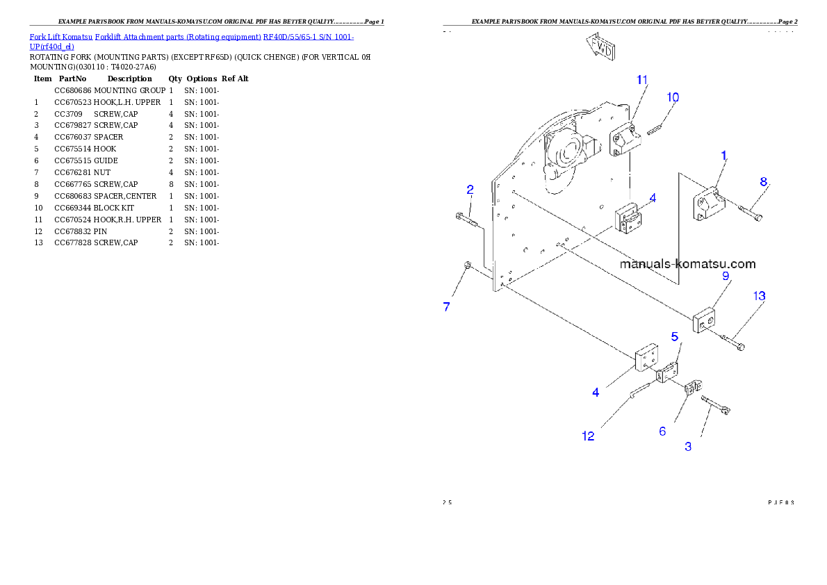 Protected: RF40D/55/65-1 S/N 1001-UP Partsbook