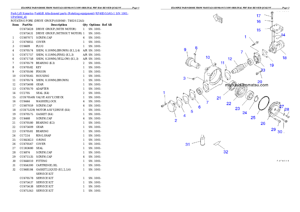 Protected: RF40D/55/65-1 S/N 1001-UP Partsbook