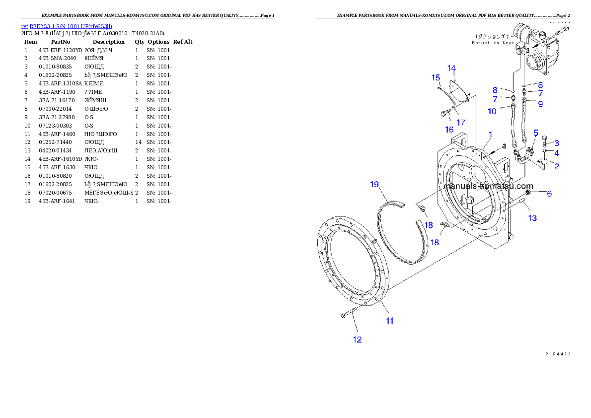 RFE253-1 S/N 1001-UP Partsbook