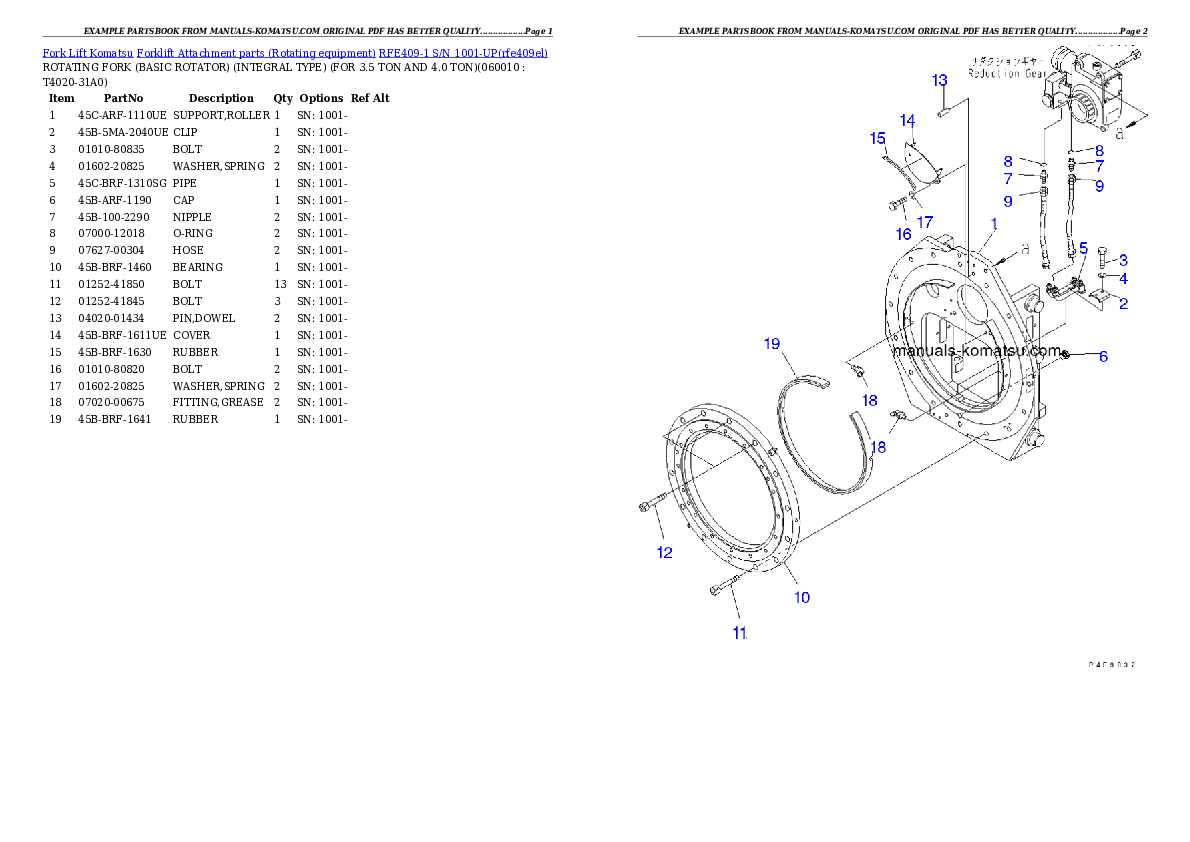 RFE409-1 S/N 1001-UP Partsbook
