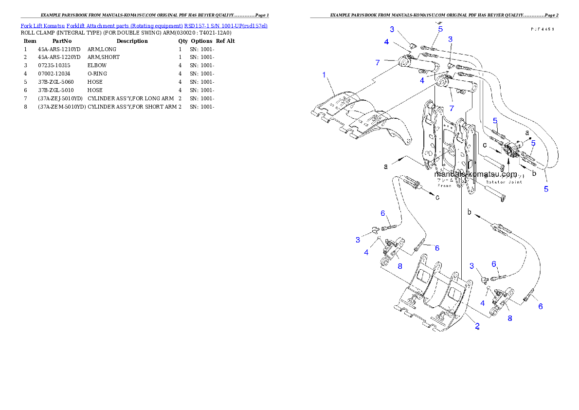 RSD157-1 S/N 1001-UP Partsbook