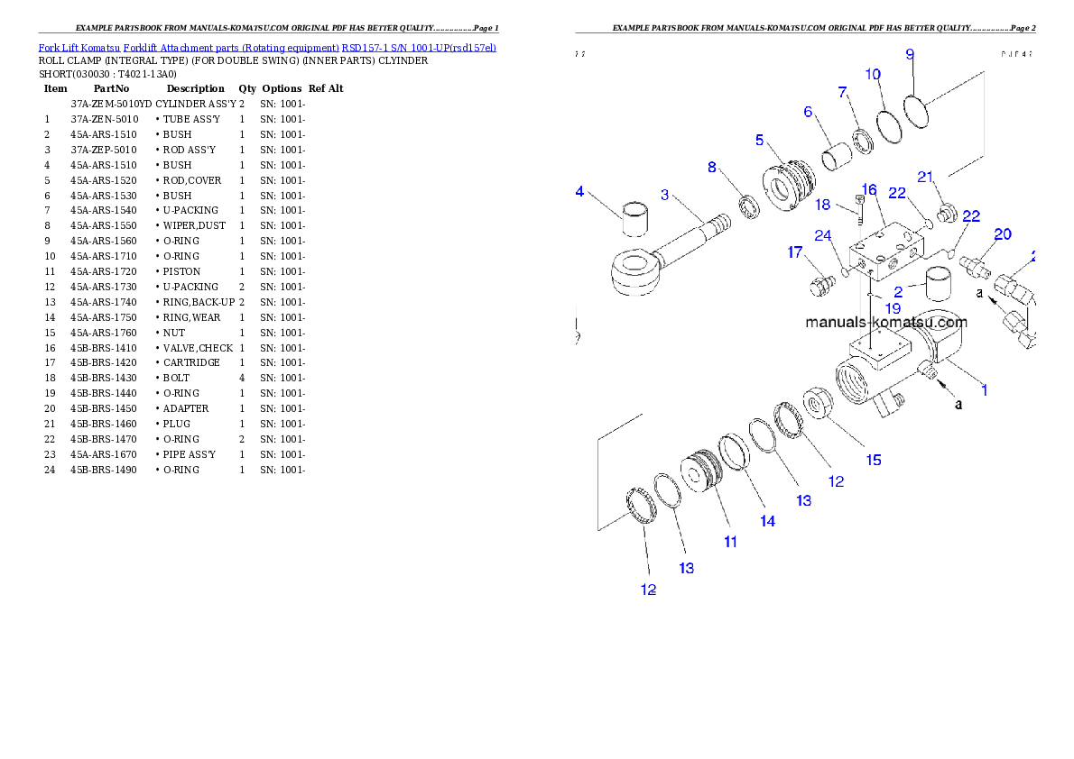 RSD157-1 S/N 1001-UP Partsbook